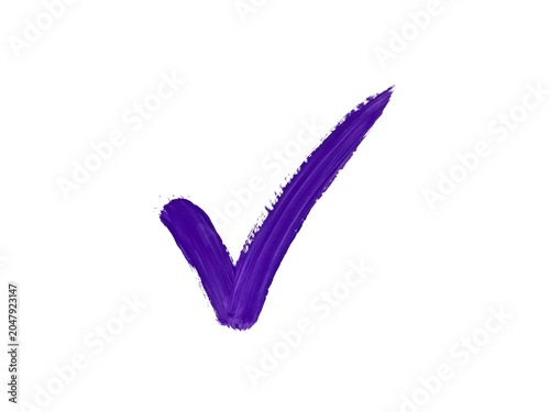 Vibrant purple checkmark symbol indicating approval or confirmation isolated on transparent background