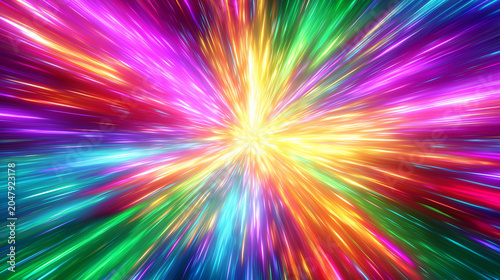 Dynamic color burst digital art abstract vibrant environment eye-level perspective energy and movement