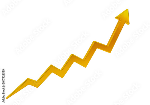 Upward growth trend arrow symbol representing progress and success isolated on transparent background
