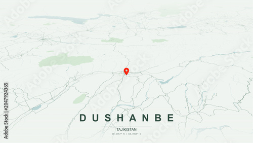 Bild auf Leinwand Modern minimalist vector map of Dushanbe, Tajikistan