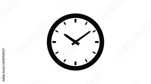 Foto Analog Clock Silhouette On White Background Simple Timekeeping Device