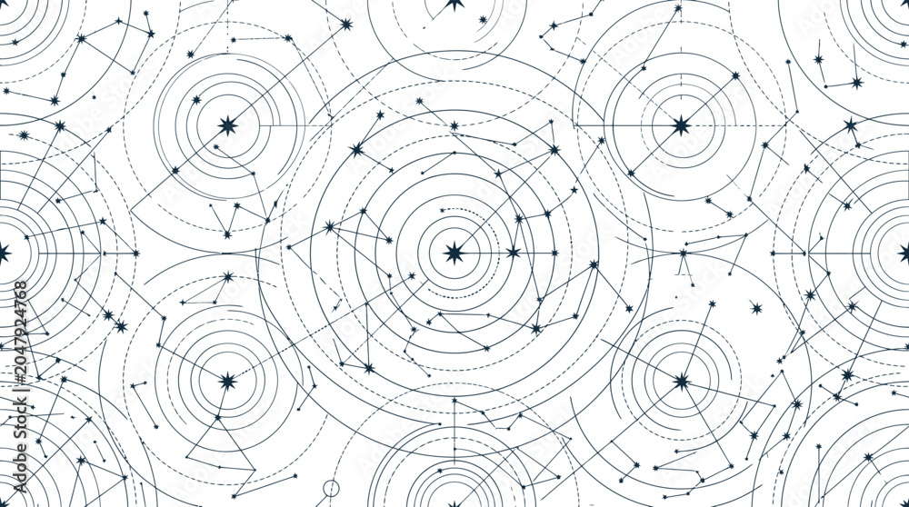Fotografía Seamless pattern with constellations and celestial circles