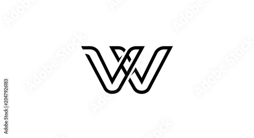 Black geometric of a stylized letter w alphabet typography symbol