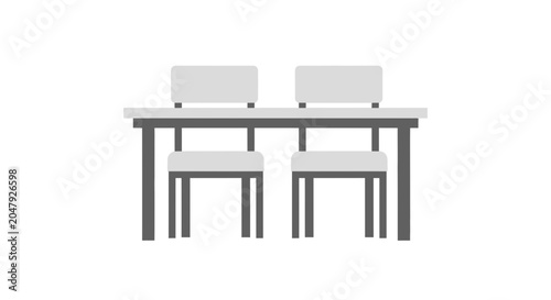 Slika na platnu Minimalist dining table with two chairs, modern flat design, clean interior, no people
