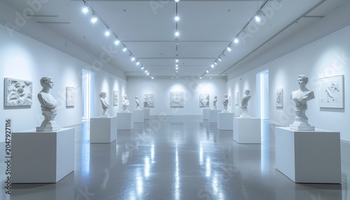 Serene Art Gallery - A Symphony of Sculptures and Paintings.