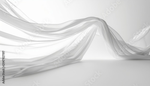 Elegant White Fabric Flowing in a Studio Setting.