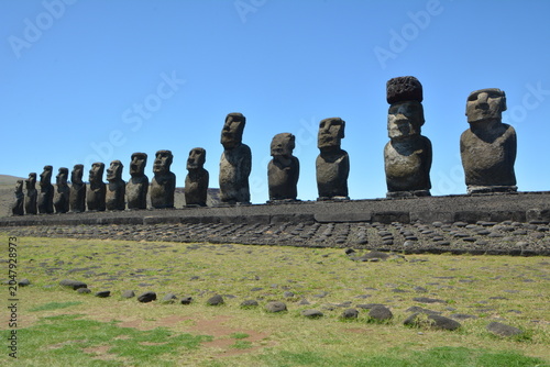 Moai Statues and Volcanic Landscapes of Rapa Nui, Chile