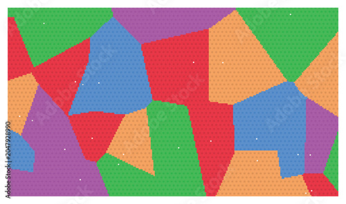 Fotografía Voronoi tessellation pattern with colorful polygons and dotted texture overlay surface