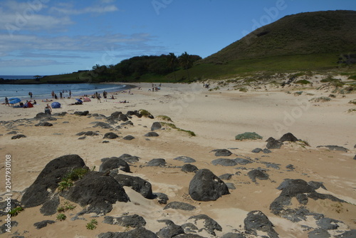 Moai Statues and Volcanic Landscapes of Rapa Nui, Chile