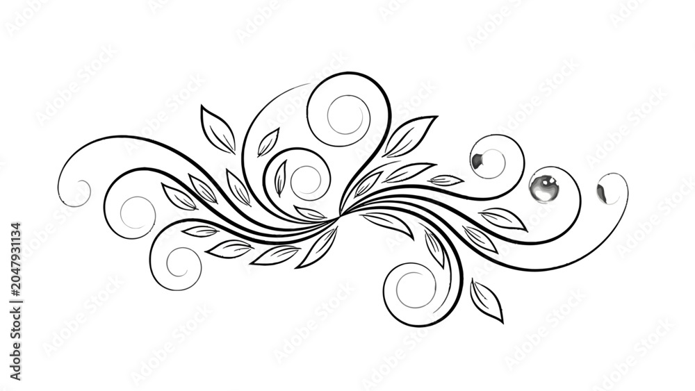Fototapeta premium Ornate floral design with swirling leaves.