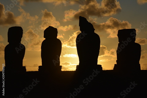 Moai Statues and Volcanic Landscapes of Rapa Nui, Chile