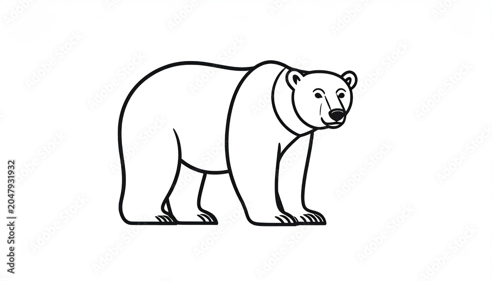 Fototapeta premium Simple polar bear profile line art for coloring