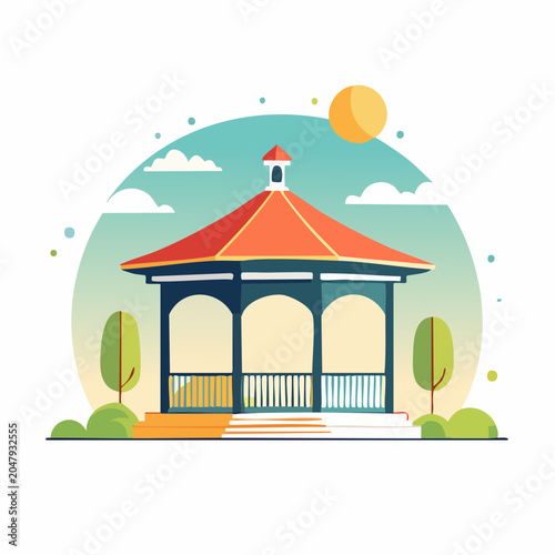 Illustration of a Gazebo in a Park