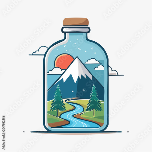 Nature Landscape Inside a Bottle
