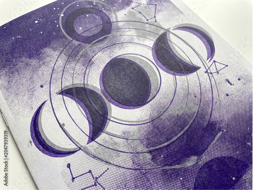 Risograph Print - Silver Violet Cosmic Mystical.
