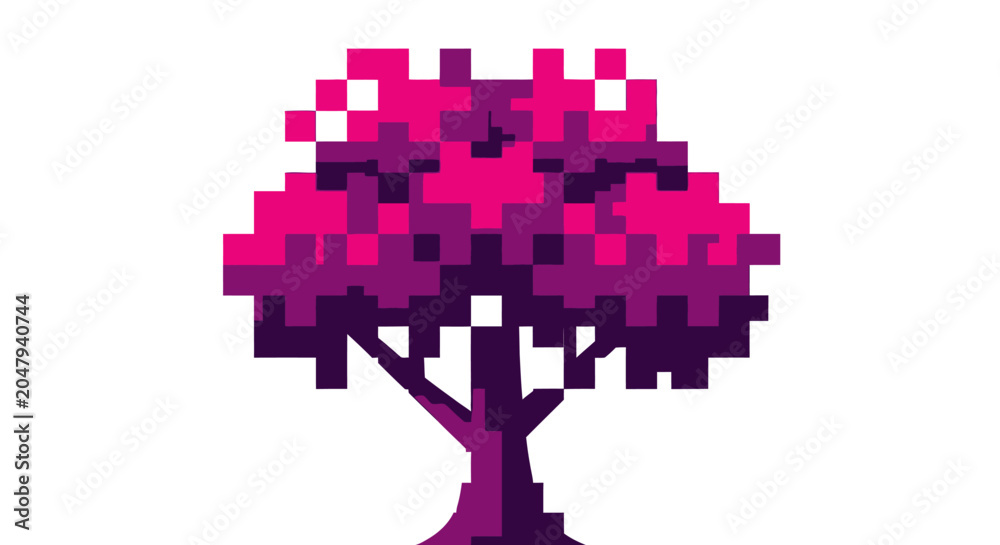Fototapeta premium Pixel Art Tree Design.