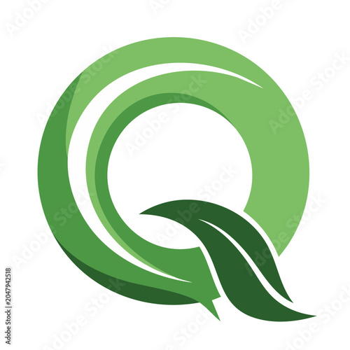 Green letter Q logo with leaf and swirl