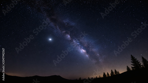 Starry Night Sky With Mysterious Light Object