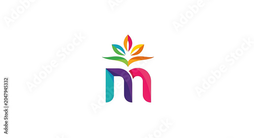 Vibrant rainbow-colored abstract swirl with floral and geometric shapes