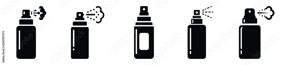 Obraz premium Set of minimalist facial mist silhouette vector icon for beauty design.