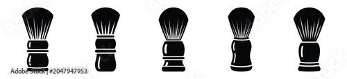 Photos Set of minimalist   shaving brush silhouette vector icon for beauty design