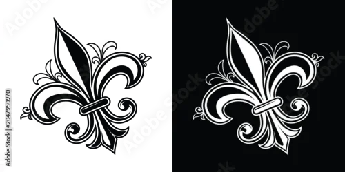 Fototapeta Elegant black and white fleur de lis symbol vector illustration