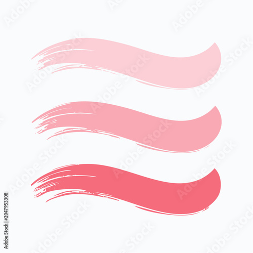 Three Pink Brush Strokes on White Background
