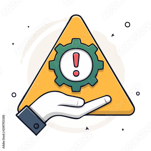 Warning sign with hand and gear icon