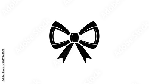Bild auf Leinwand A simple black silhouette of a bow tie, isolated on a white background, symbolizing elegance and formality