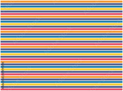 Multicolor Horizontal Stripe Pattern in Orange Yellow Blue Red and White, Vibrant Geometric Line Design, Bold Repeating Stripe Texture, Modern Colorful Linear Background, Clean Symmetrical Stripe Artw