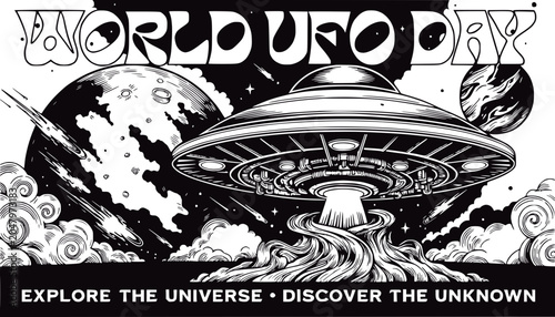 World UFO Day: Flying Saucer Lands on Mysterious Planet, Exploring Universe