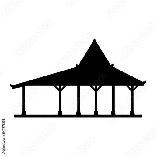 Silhouette of Traditional Javanese Joglo Pavilion Structure