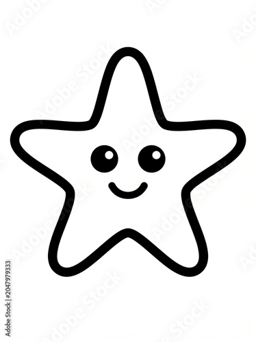 Simple Uncolored Happy Starfish Coloring Page