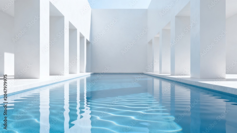 Fototapeta premium Modern white pool with columns