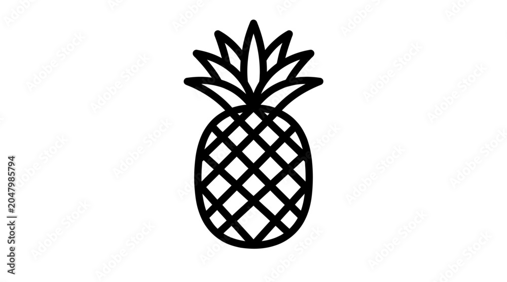 Obraz premium Black line art pineapple fruit icon.