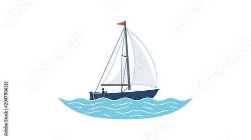 Sailing boat on the water surface.