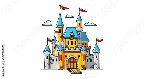 Slika na platnu Colorful illustration of a castle.