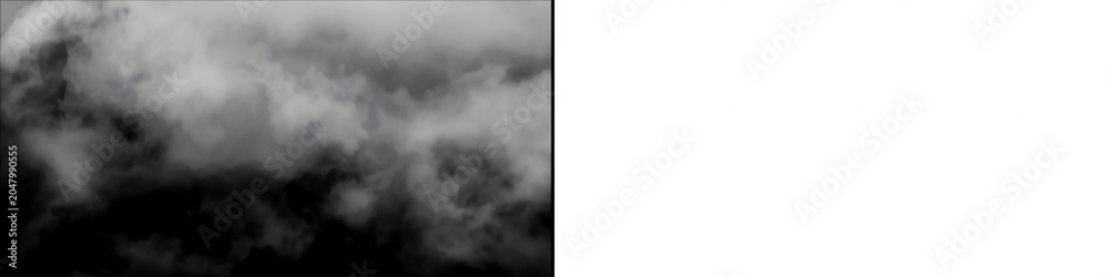 Fototapeta premium Various white smoke or cloud atmospheric elements for digital compositing on clean transparent background layer.