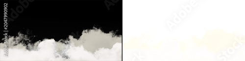 White cloud border with transparent background for sky and horizon effects.