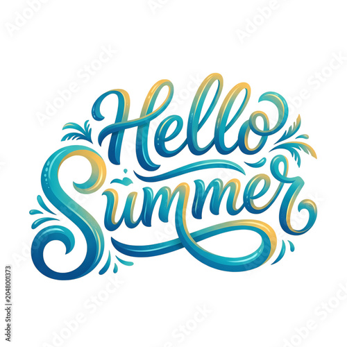 Hello Summer Beautiful Script Typography Design