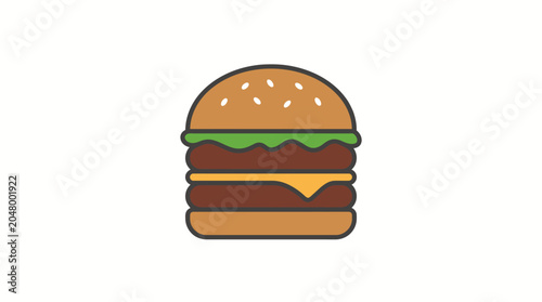 Foto Delicious Double Layer Hamburger Icon.