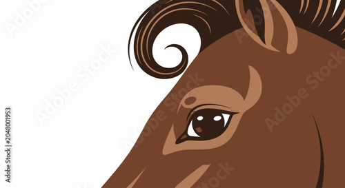 Cuadro en lienzo Illustrated brown horse head close up with eye and mane