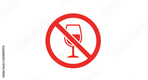 Фотография No Wine Drinking Prohibition Sign Symbol.