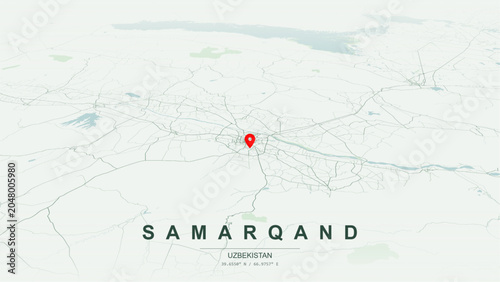Bild auf Leinwand Modern minimalist vector map of Samarkand (Samarqand), Uzbekistan