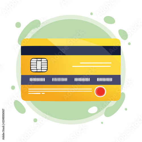 Yellow credit card with chip and magnetic stripe
