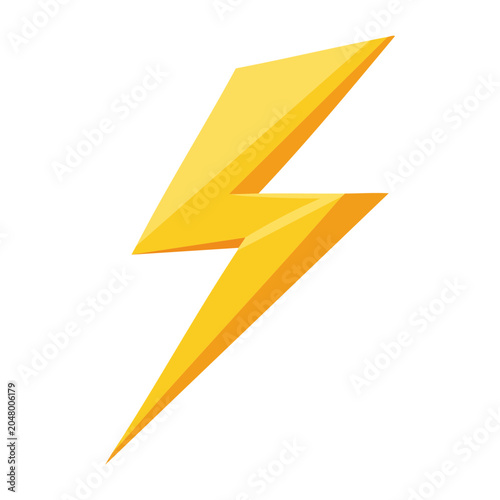 Yellow lightning bolt symbol on white background