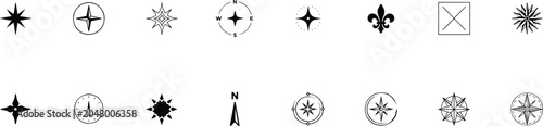Photos Vintage compass rose and north arrow vector icons set with nautical navigation s