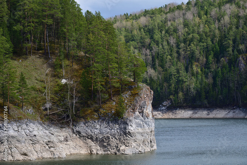 Fotografie Landscape of  the shore of the Krasnoyarsk reservoir