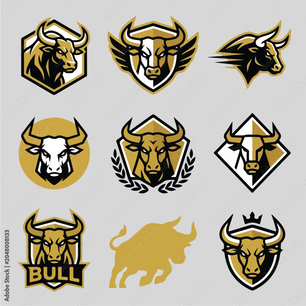 Obraz premium Bull attack logo icon vector