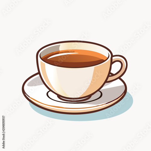 Illustration of a Cup of Coffee on a Saucer